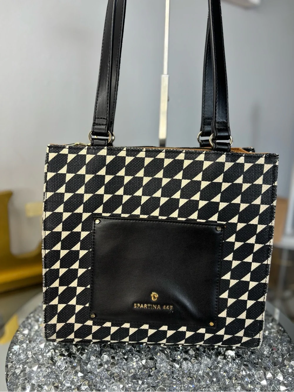 Spartina 449 Black and Cream Geometric Tote